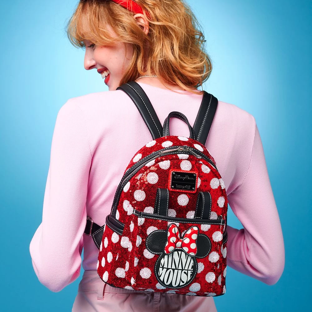 Disney Minnie Mouse Sequin Polka Dot Loungefly Mini Backpack - Image 2
