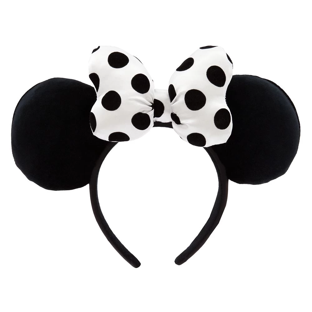 Disney Minnie Mouse Ear Headband With Satin Bow For Adults β Black And White