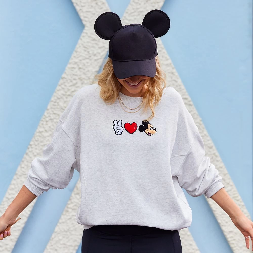 Disney Mickey Mouse ''Peace, Love, Mickey'' Pullover Sweatshirt For Women - Image 2