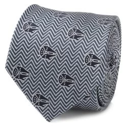 Disney Millennium Falcon Herringbone Blue Silk Tie For Adults β Star Wars