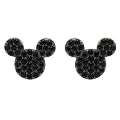 Disney Mickey Mouse Black Pave Earrings By CRISLU – Rose Gold